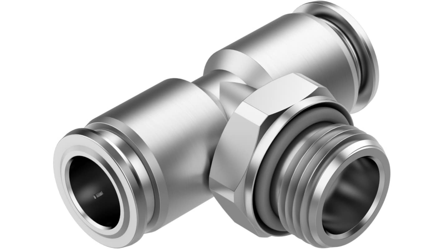 Festo NPQR Series T Fitting, G 3/8 Male to 10 mm, Threaded-to-Tube Connection Style, 8085695