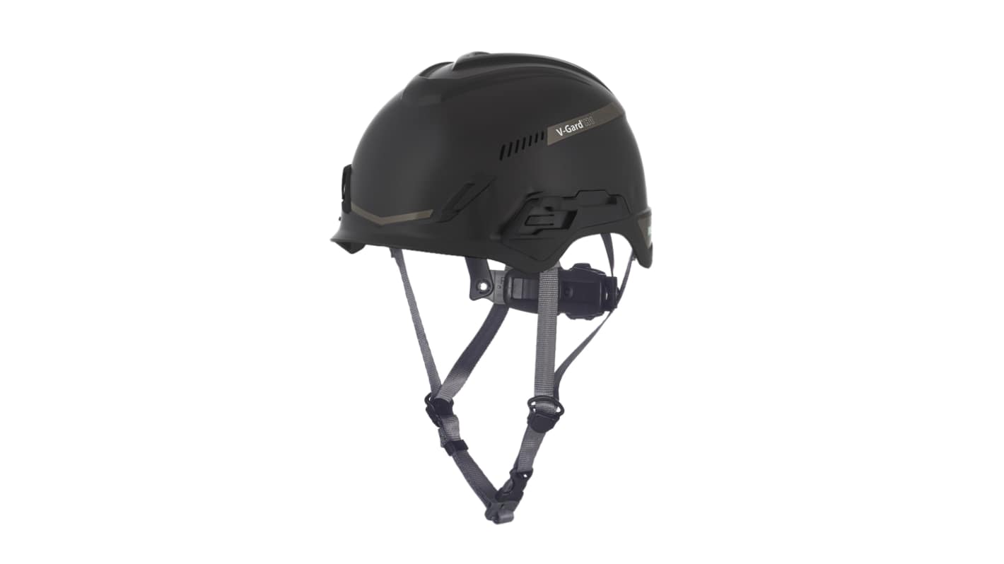 MSA Safety 黑色HPPE安全帽, 通风, 带下颏带