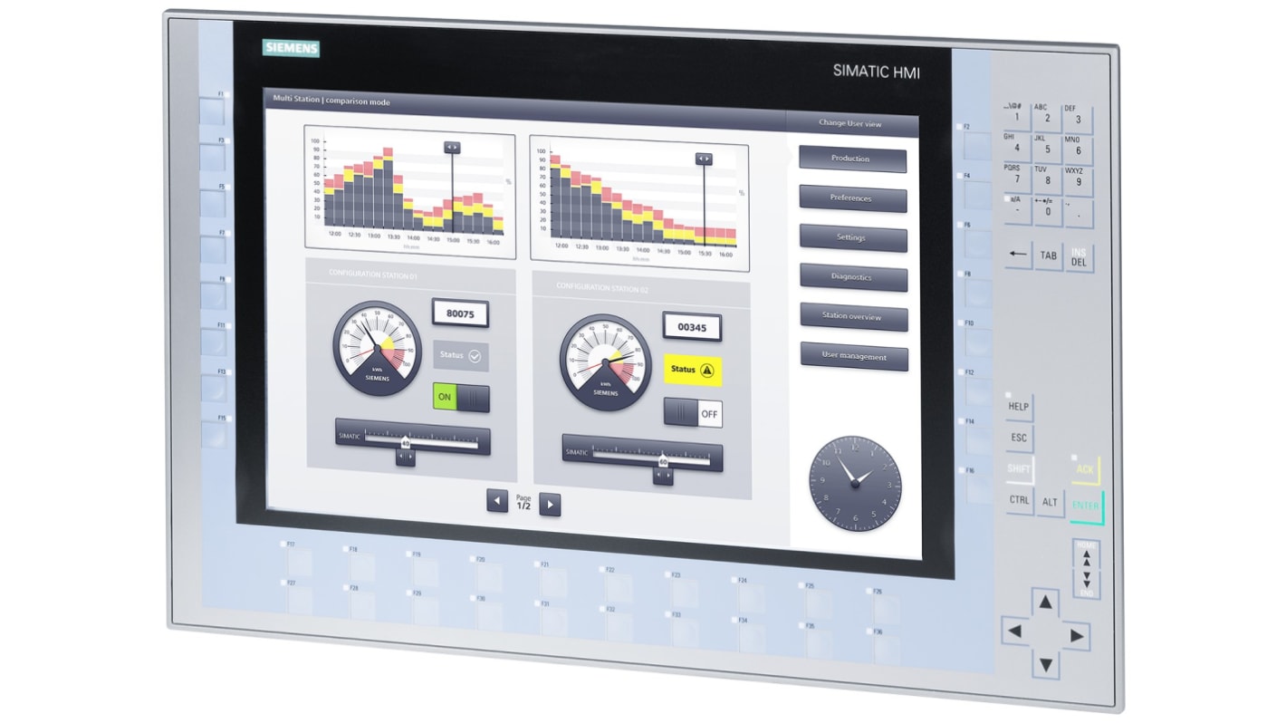 Siemens SIMATIC Series KP1500 Comfort HMI Panel - 15.4 in, TFT Display, 1280 x 800