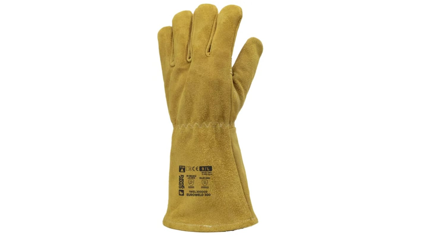 Coverguard EUROWELD 300 Gold Leather Chemical Resistant, Electrical Gloves, Size 10, Leather Coating