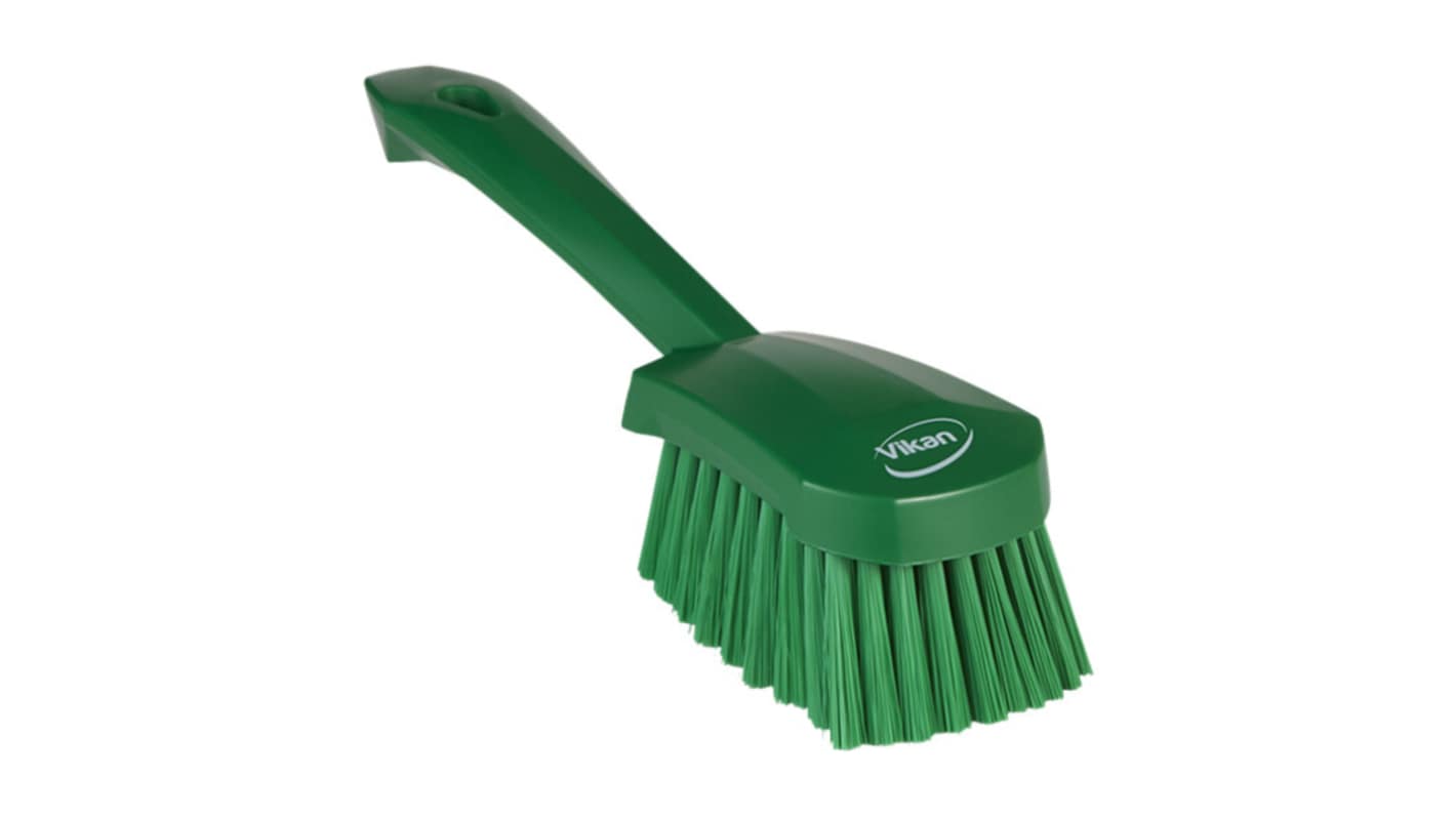 Vikan Soft Bristle Green Scrubbing Brush, 270mm bristle length, Polyester, Polypropylene, Stainless Steel bristle