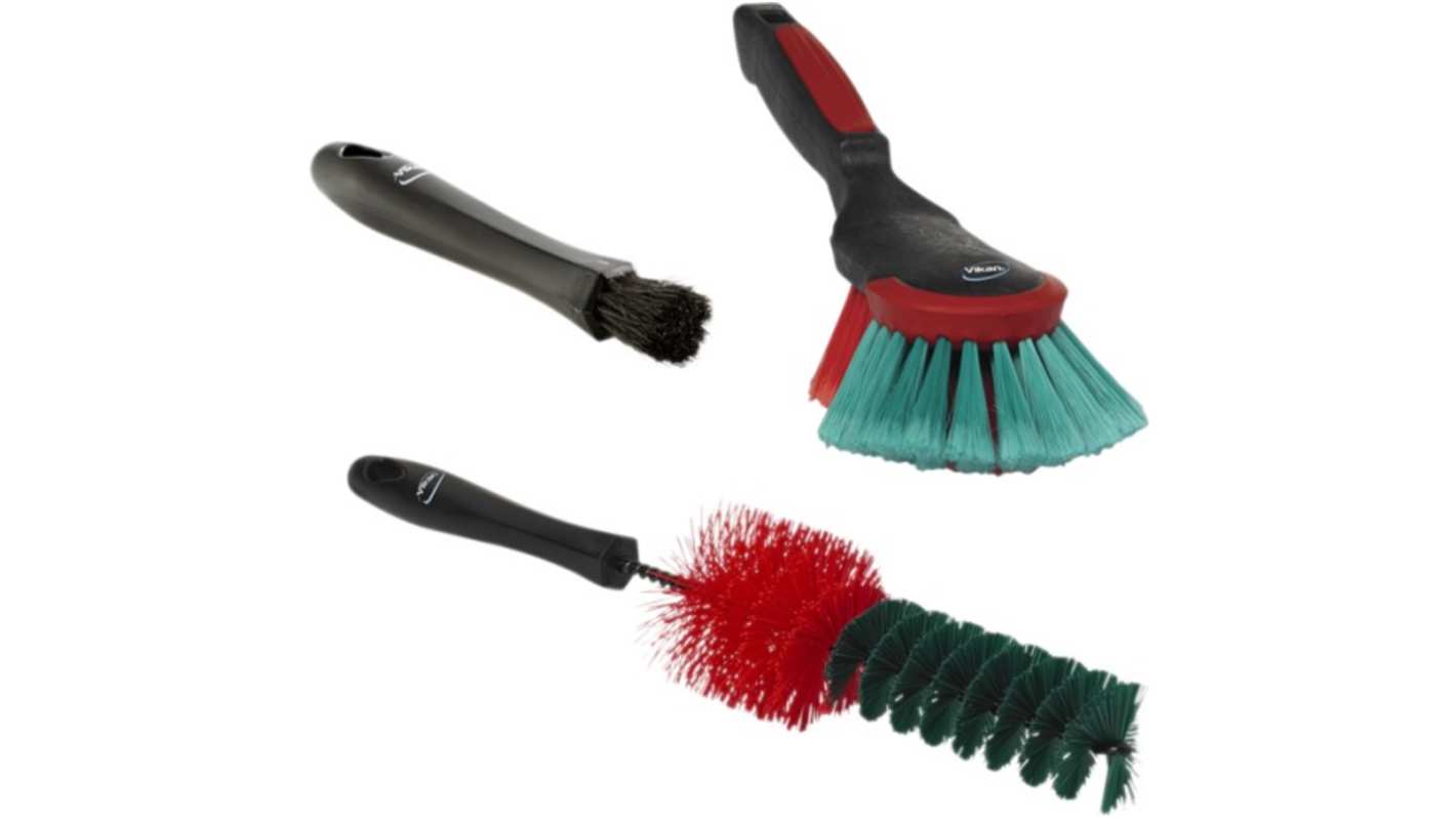 Vikan Soft Bristle Black, Red Hand Brush, 24 mm, 40 mm bristle length, Polyester bristle material