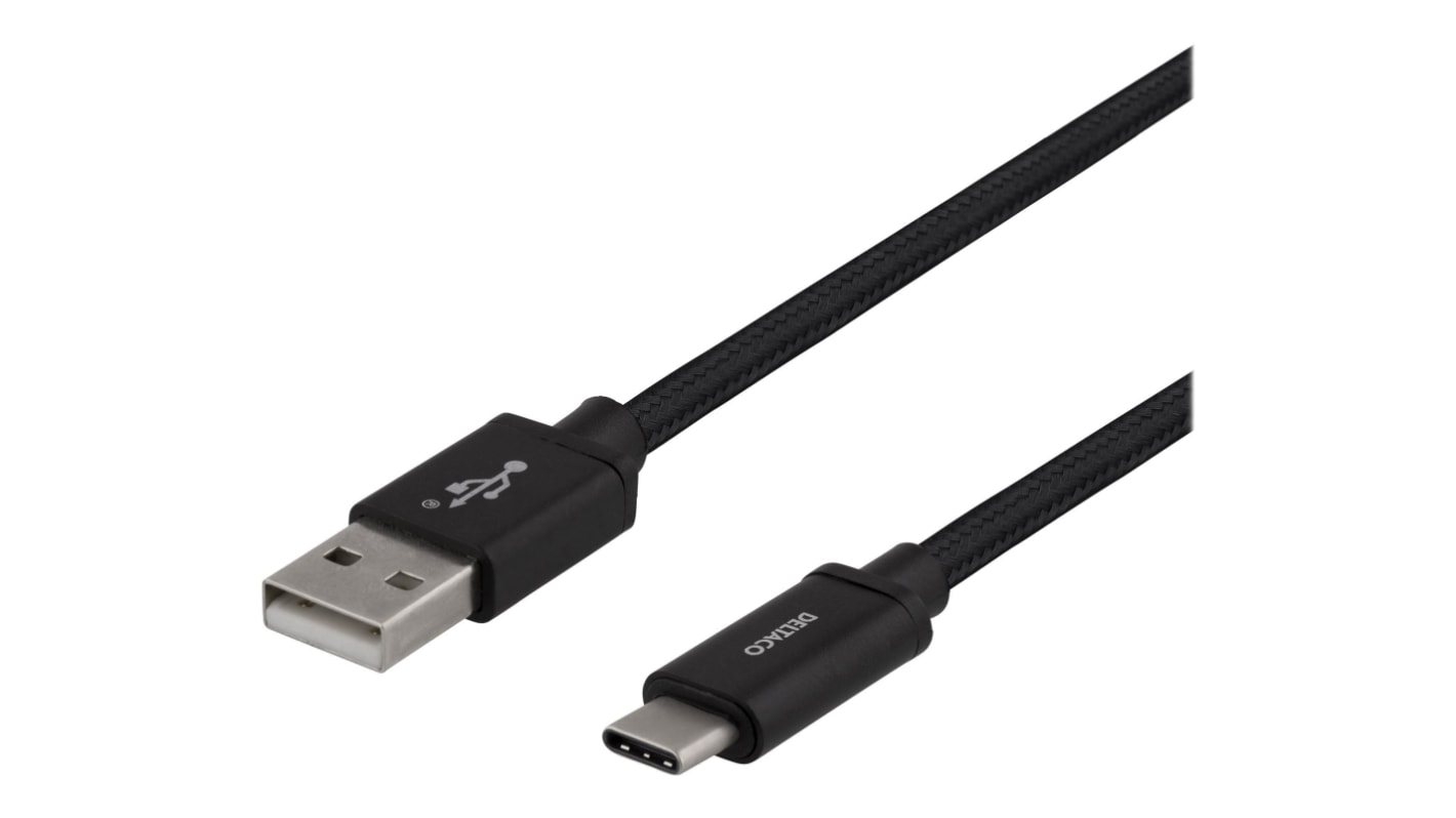 Deltaco USBC USB-Kabel, USBA / USB C, 1m USB 2.0 Schwarz