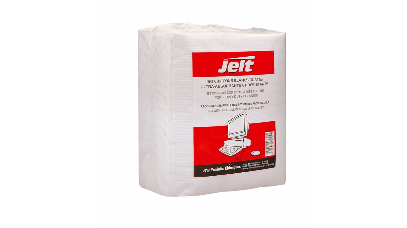 Jelt WHITE Wipes Dry Electronics Wipes, Pack of 50, 300 x 400mm