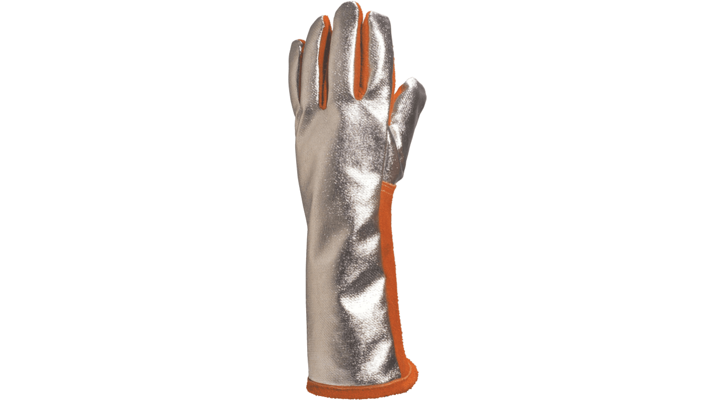 Delta Plus TERK400 Orange Leather Heat Resistant Gloves, Size 10, Aluminised Brontoguard Leather Coating
