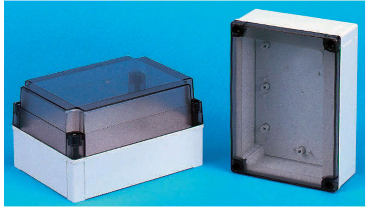 Fibox MNX Series Grey Polycarbonate Enclosure, IP66, IP67, Smoked Transparent Lid, 180 x 130 x 35mm