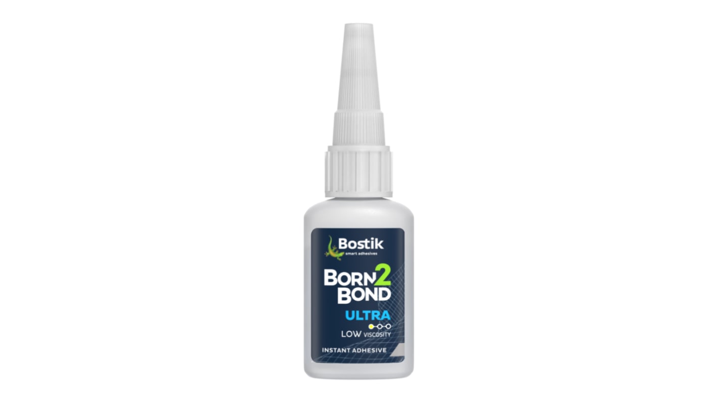 Adhésif instantané Bostik Born2Bond Ultra LV, Liquide, Cyanoacrylate de méthoxyéthyle, Transparent, 20 g