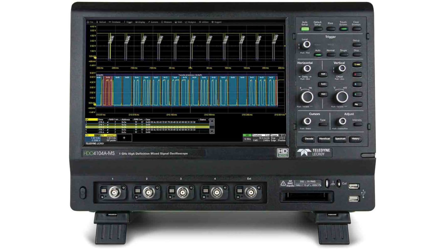 Teledyne LeCroy HDO4104A-MS HDO4000A Series Digital Bench Oscilloscope, 4 Analogue Channels, 1GHz, 16 Digital Channels