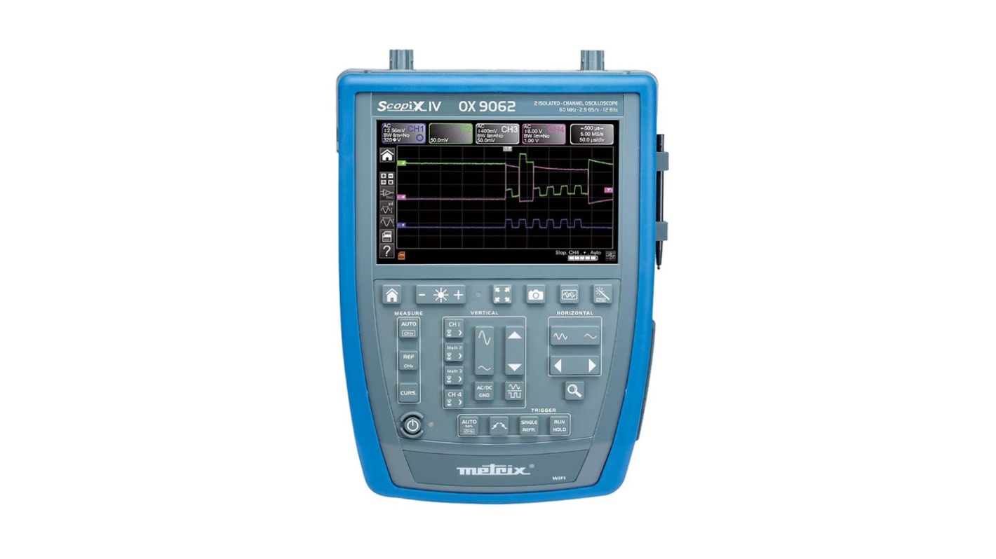 Metrix OX9062 SCOPIX IV Series, 60MHz Handheld Oscilloscope, 2 Analogue Channels - RS Calibrated