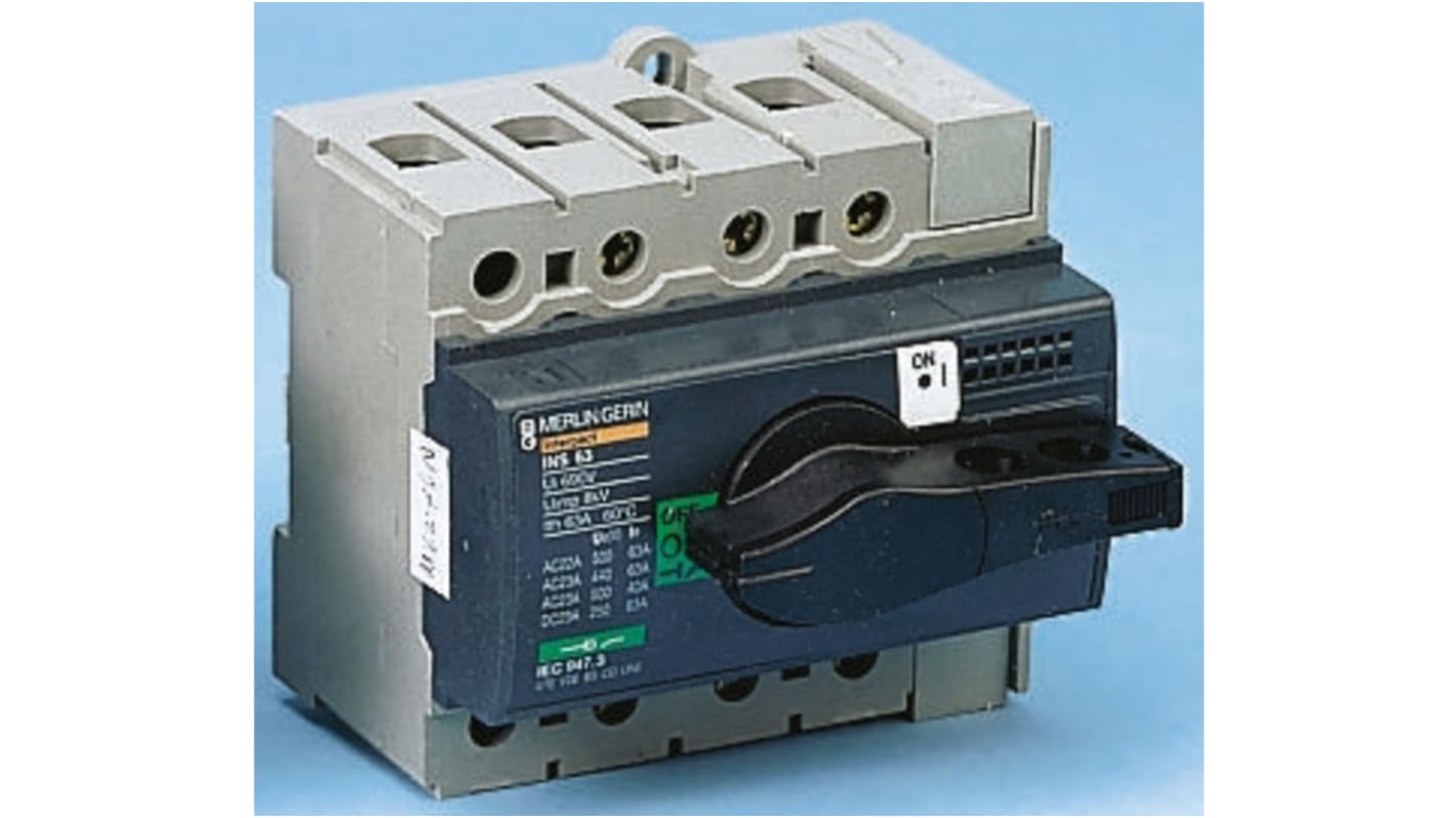 Schneider Electric 4P Pole Isolator Switch - 125A Maximum Current, 75kW Power Rating, IP40