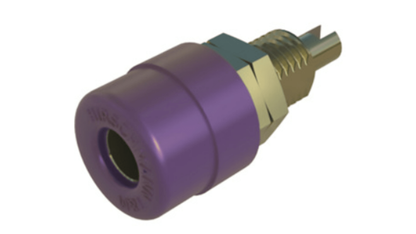 Hirschmann Test & Measurement Violet Female Banana Connector, 4 mm Connector, M6 Thread, Solder Termination, 32A, 60V