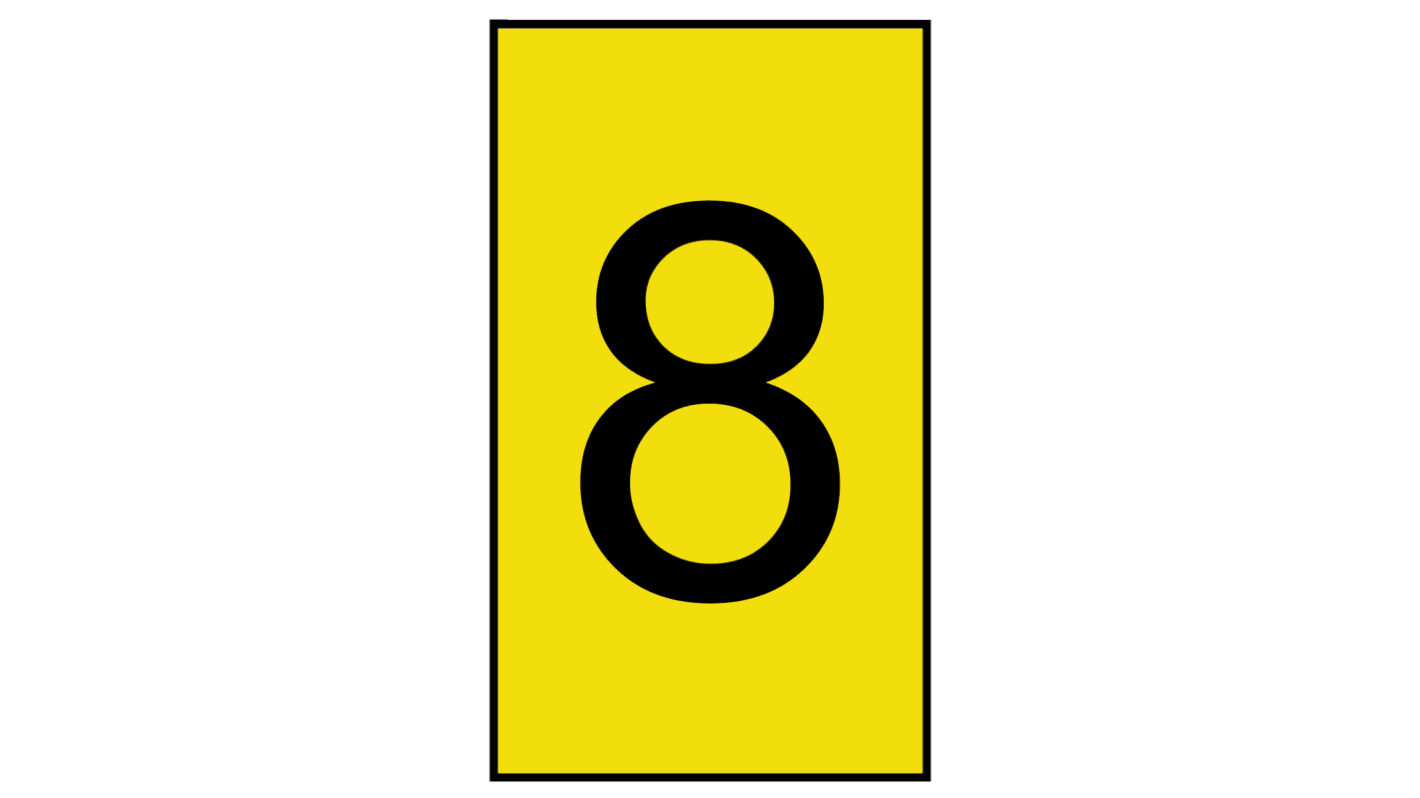 HellermannTyton Ovalgrip Slide On Cable Markers, Black on Yellow, Pre-printed "8", 1.7 → 3.6mm Cable