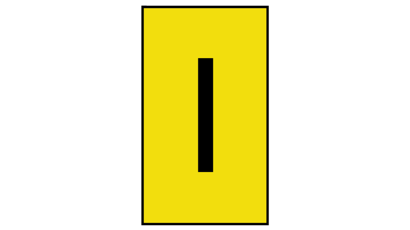 HellermannTyton Ovalgrip Slide On Cable Markers, Black on Yellow, Pre-printed "I", 2.5 → 6mm Cable, 901-10191