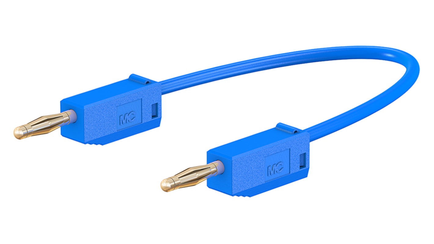 Staubli 2 mm Connector Test Lead, 10A, 30 V ac, 60V dc, Blue, 300mm Lead Length