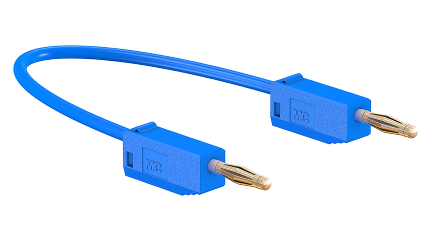 Staubli 2 mm Connector Test Lead, 10A, 30 V ac, 60V dc, Blue, 500mm Lead Length