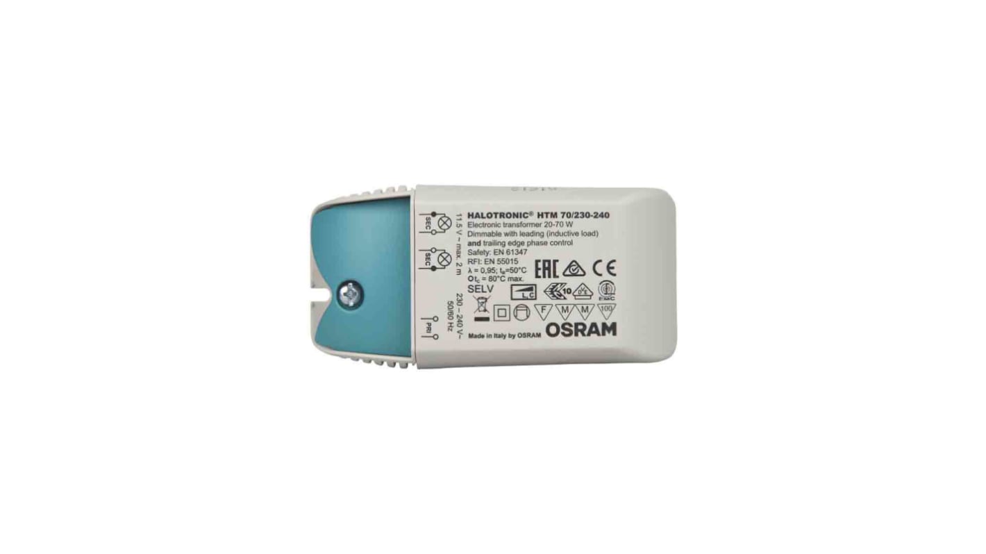 Trasformatore spia Elettronico Osram 1, primario 230 → 240V ca, secondario 11.3V ca, 20 → 70W, 108 x 52 x