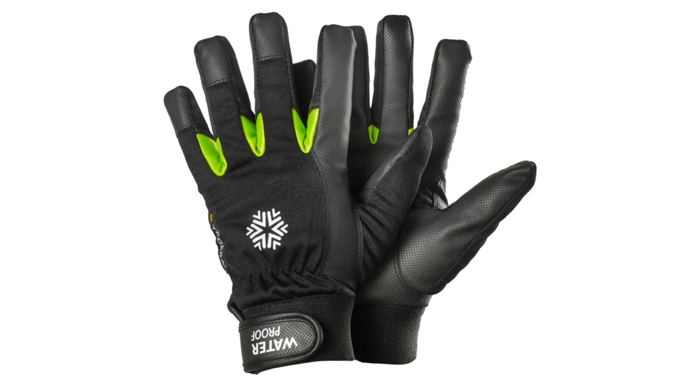 Tegera Tegera 517 Black, Green Leather Waterproof Gloves, Size 11