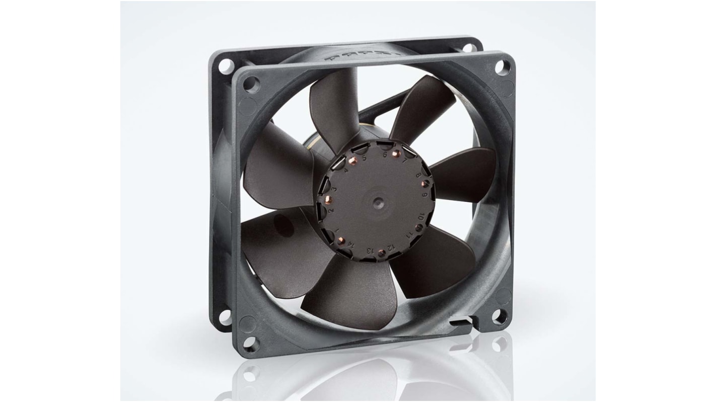 ebm-papst 8400 N Series Axial Fan, 24 V dc, DC Operation, 79m³/h, 2.8W, 120mA Max, IP20, 80 x 80 x 25mm