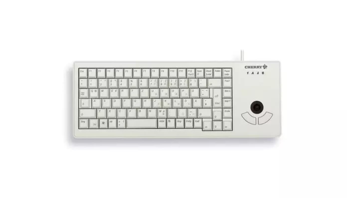 Cherry G84-5400 Wired USB Trackball Keyboard, QWERTY (Switzerland), Grey