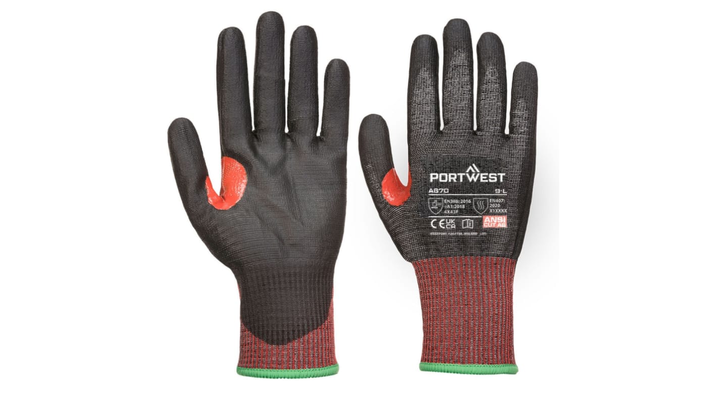 Portwest Hand Protection Polyurethane Cut Resistant Gloves, Size 11, Polyurethane Coating