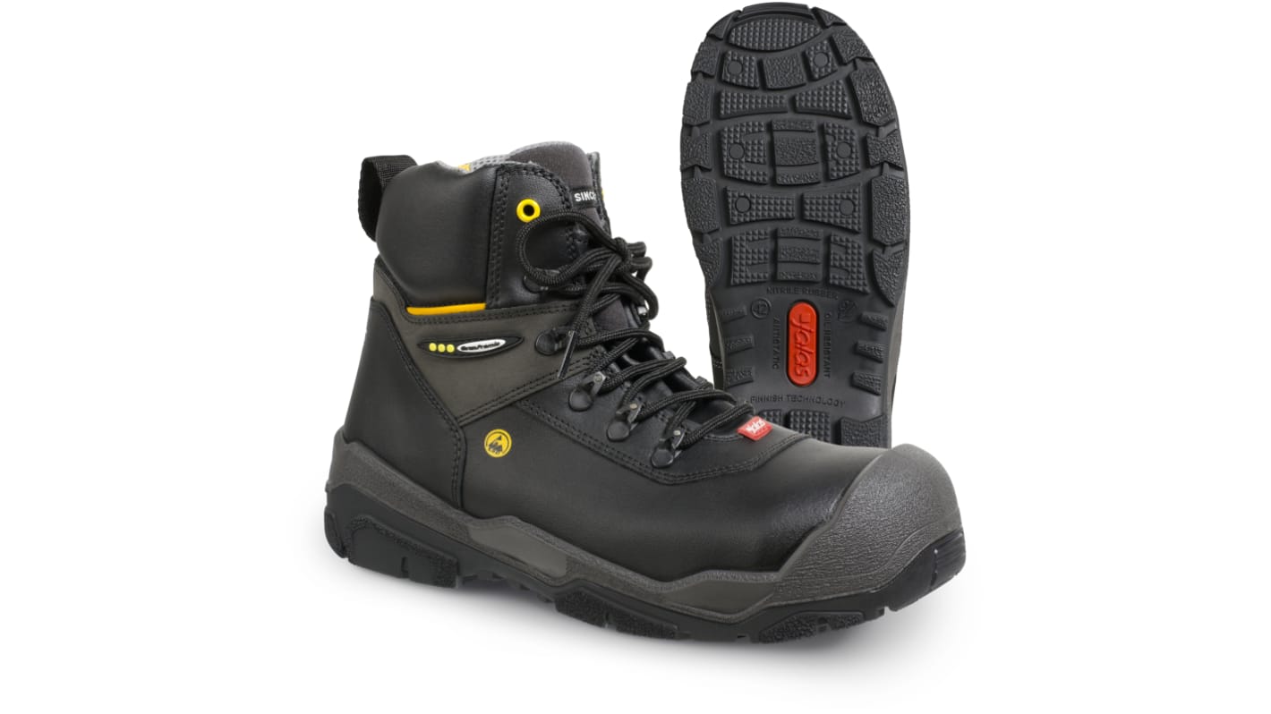 Stivaletti antinfortunistici S3 Jalas da  Unisex tg. 42, col. Nero, Giallo, ESD, resistenti all'acqua, con puntale di