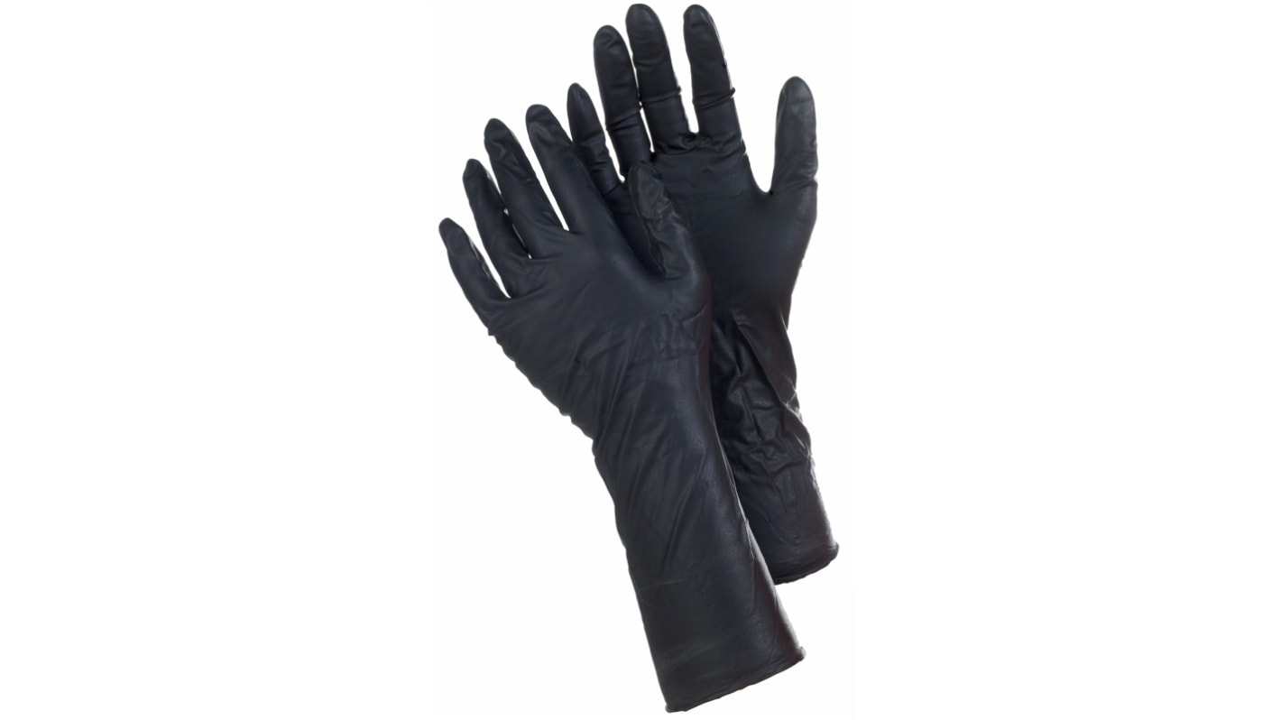 Ejendals Tegera 849 Black Powder-Free Nitrile Disposable Gloves, Size XL, No, 25Pairs per Pack