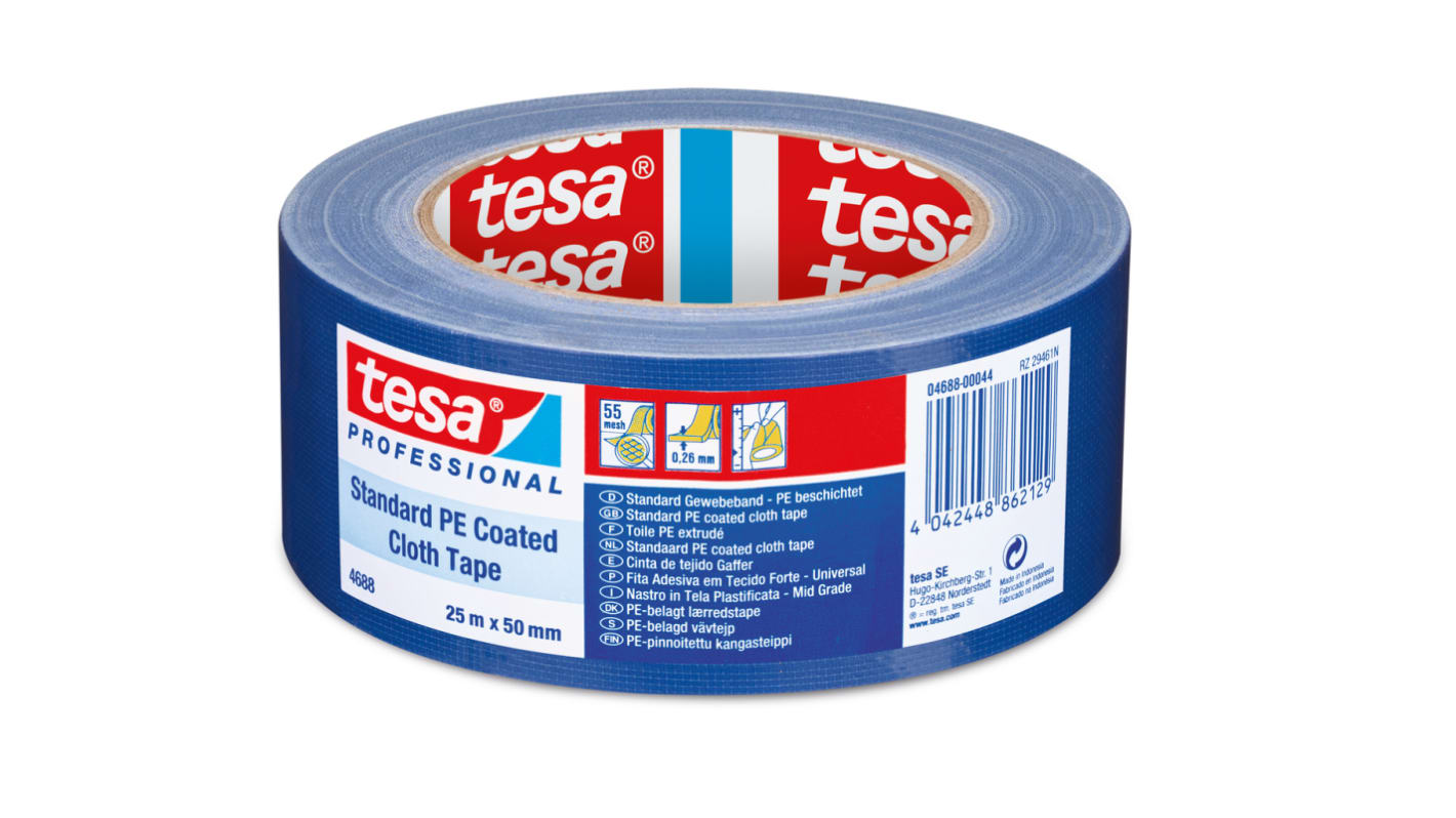 Tesa Tesa 4688 Tesa 4688 Cloth Tape, 25m x 50mm, Grey, PE Coated Finish