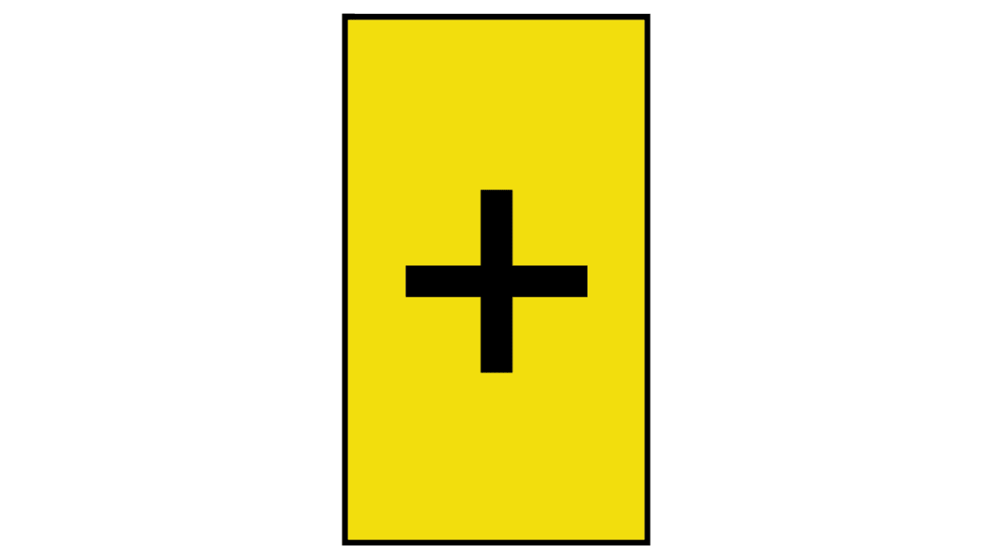 HellermannTyton Ovalgrip Slide On Cable Markers, Black on Yellow, Pre-printed "+", 2.5 → 6mm Cable, 901-10212