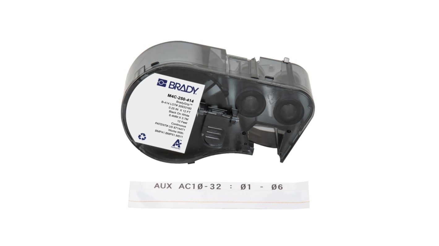 Brady B-414 Black on White Label, 6.35mm Width, 1 Qty