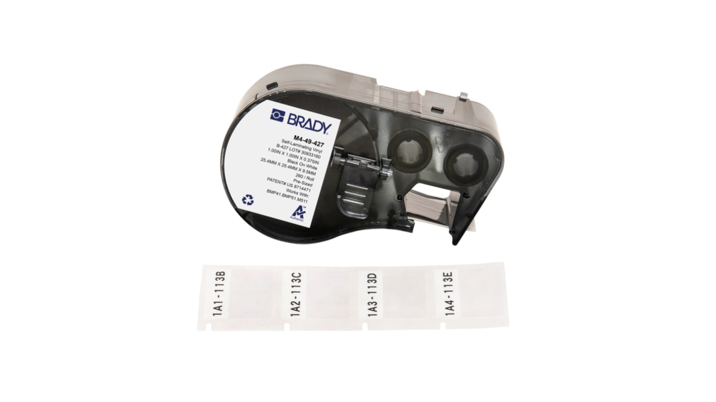 Brady 标签, 白底黑字，透明底, 25.40 mm宽, 用于BMP41, BMP51, BMP53, M511, M410, M510打印机, B-427系列