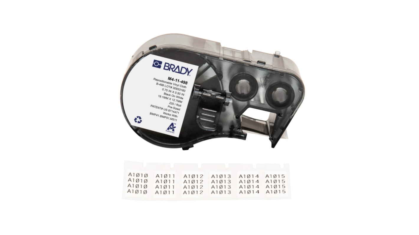 Brady B-498 on Black on White Label, 19.05 mm Width