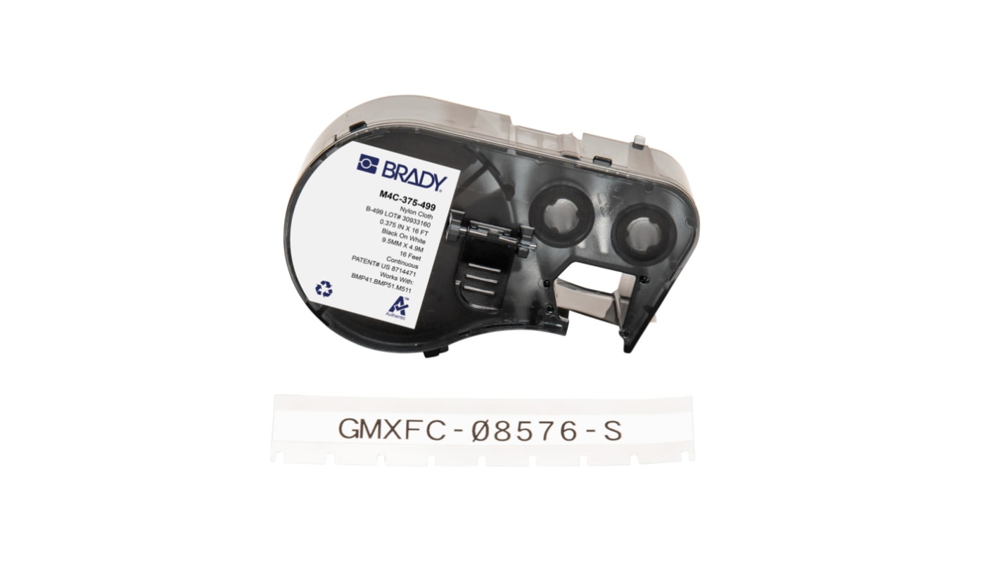 Brady B-499 on Black on White Label, 9.53 mm Width