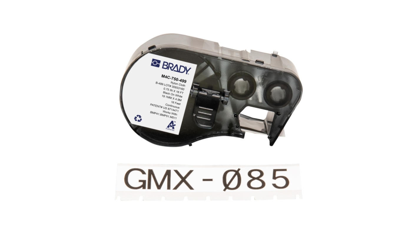 Brady B-499 on Black on White Label, 19.05 mm Width