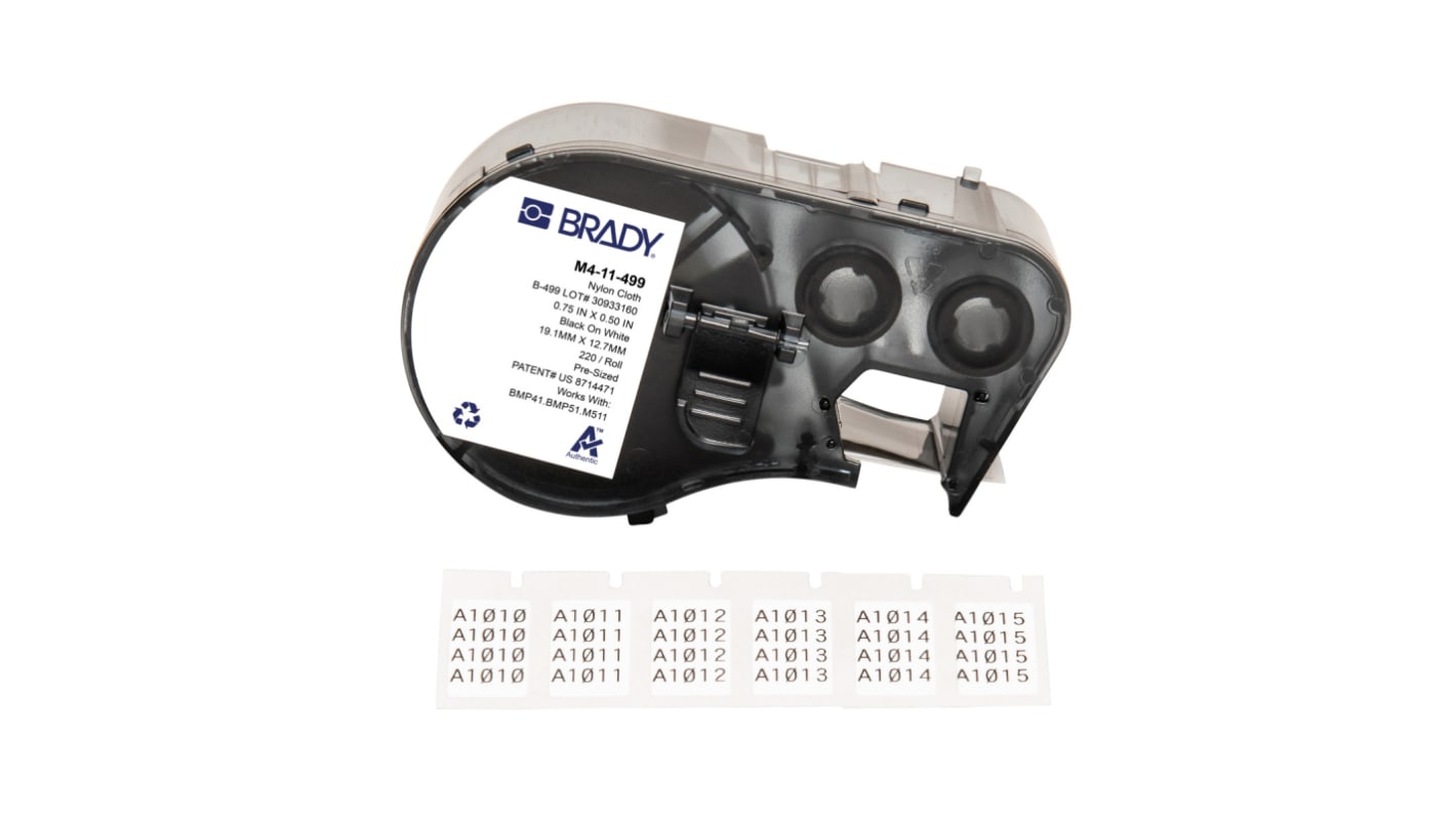 Brady B-499 on Black on White Label, 19.05 mm Width