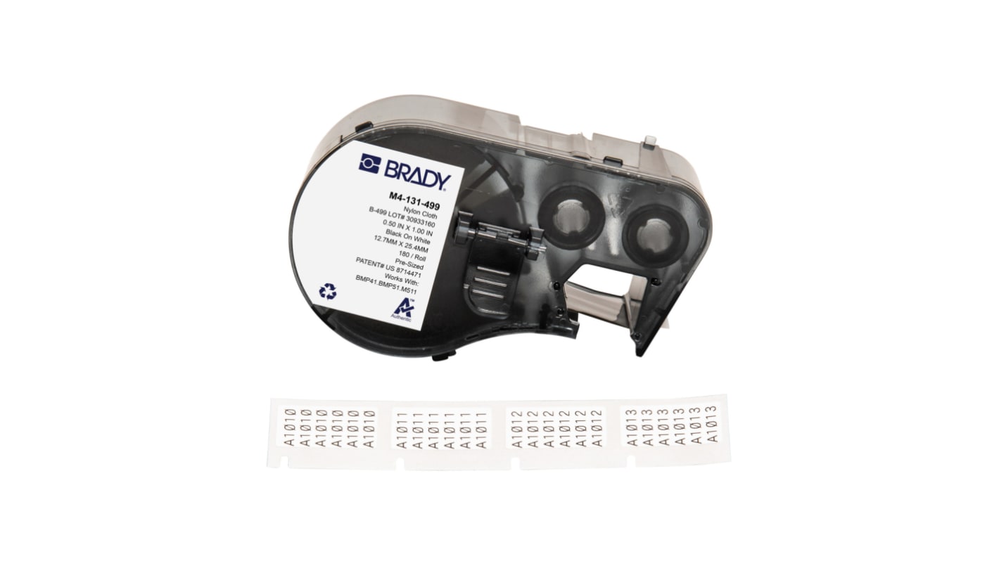 Brady B-499 on Black on White Label, 25.40 mm Width