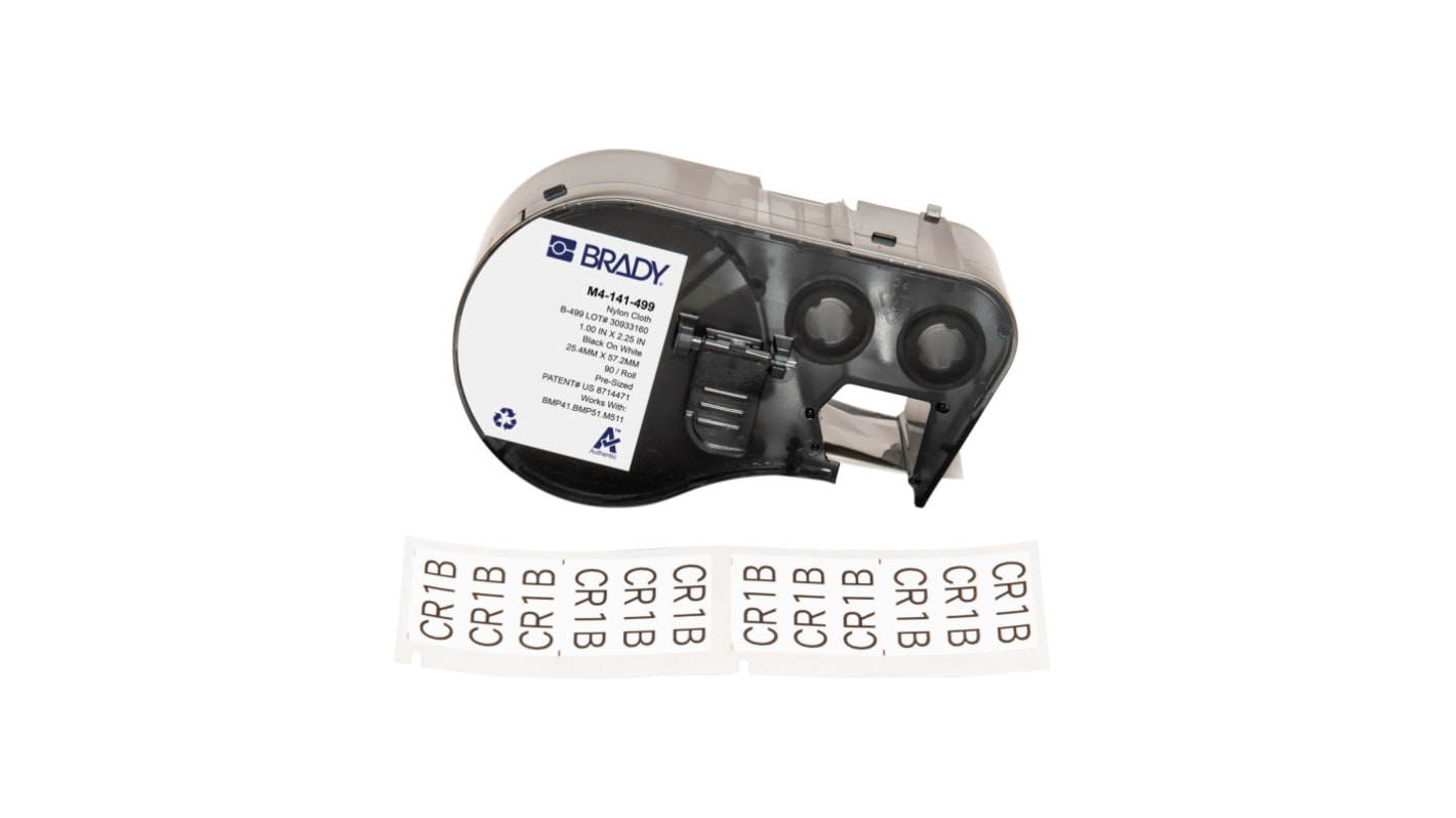 Brady B-499 on Black on White Label, 25.40 mm Width