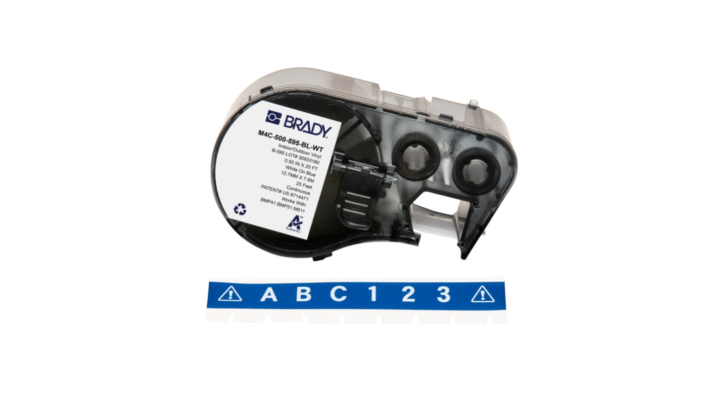 Brady B-595 on White on Blue Label, 12.70 mm Width