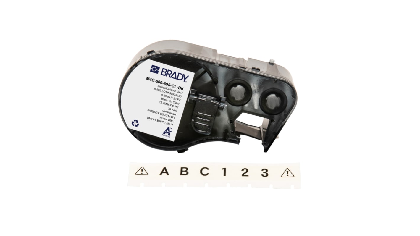 Brady 标签, 透明底黑字底, 12.70 mm宽, B-595系列
