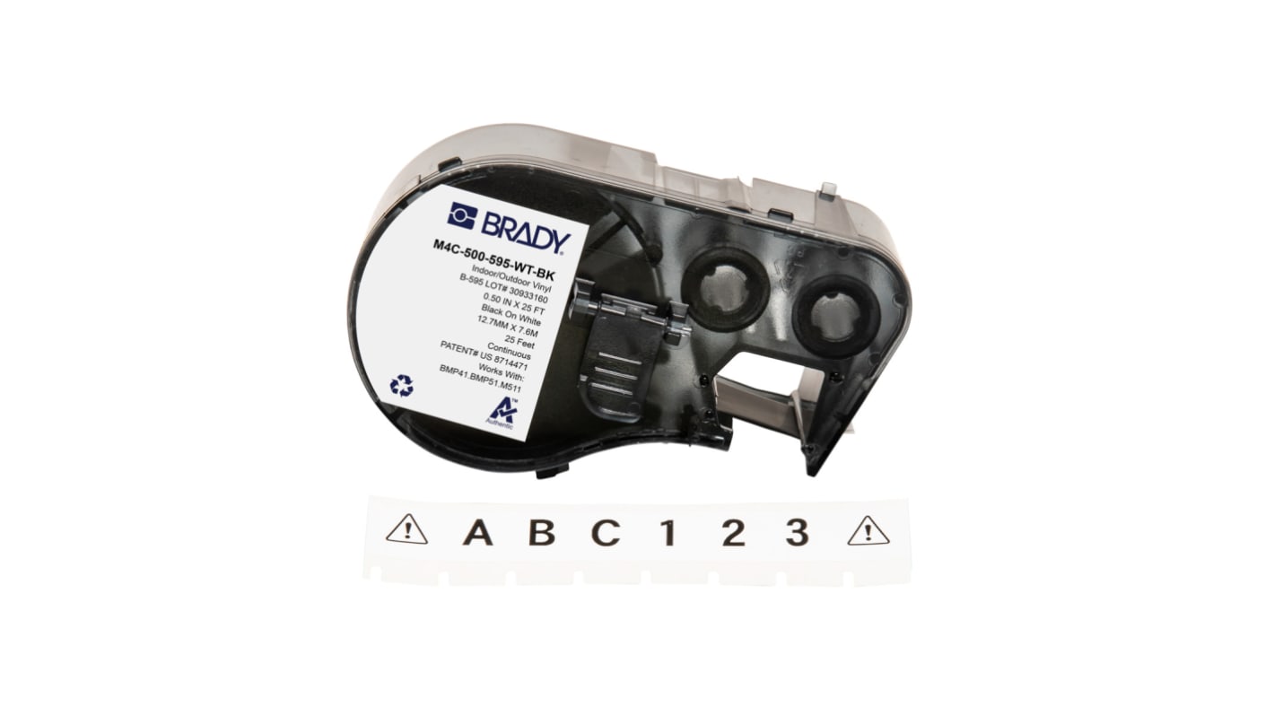 Brady B-595 on Black on White Label, 12.70 mm Width