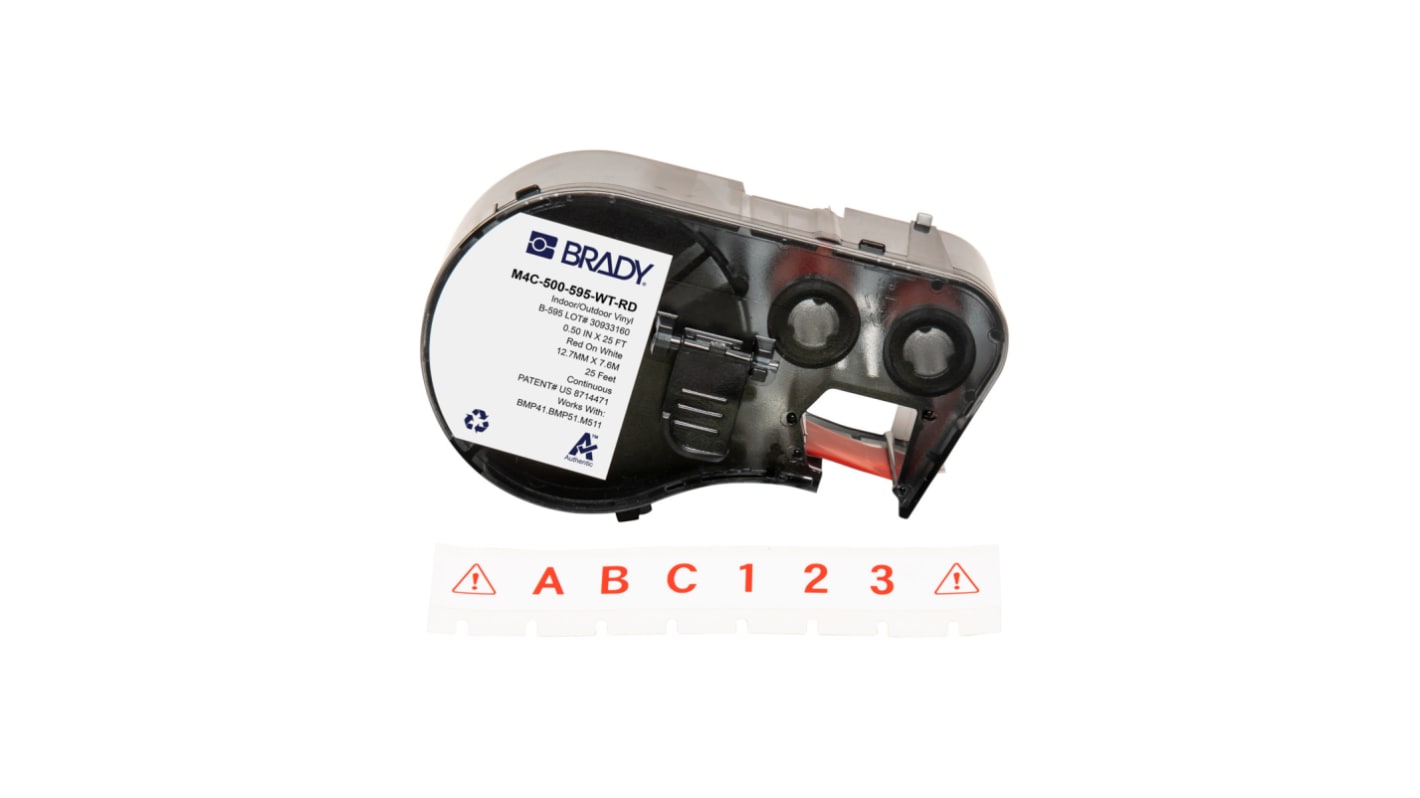 Brady B-595 on Red on White Label, 12.70 mm Width