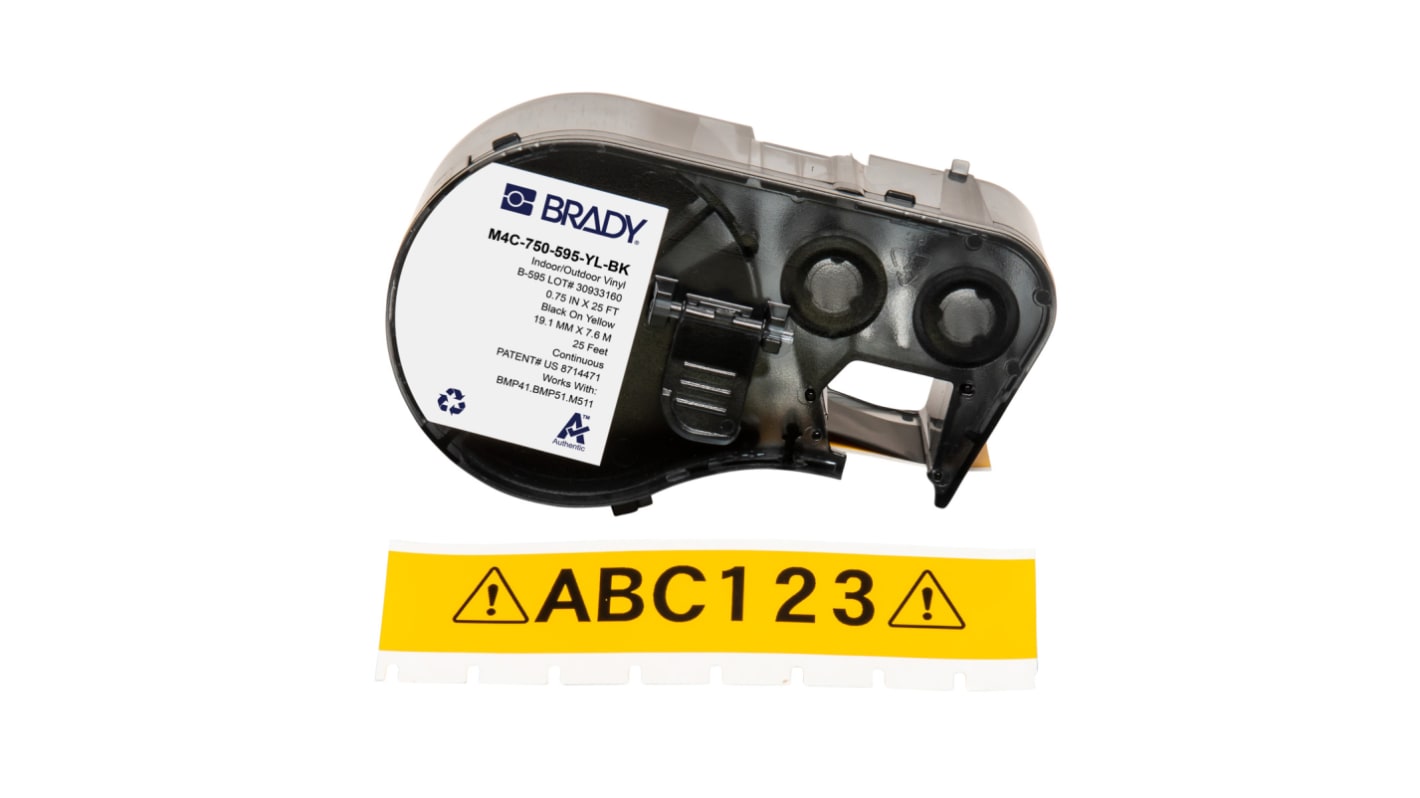 Brady B-595 on Black on Yellow Label, 19.05 mm Width