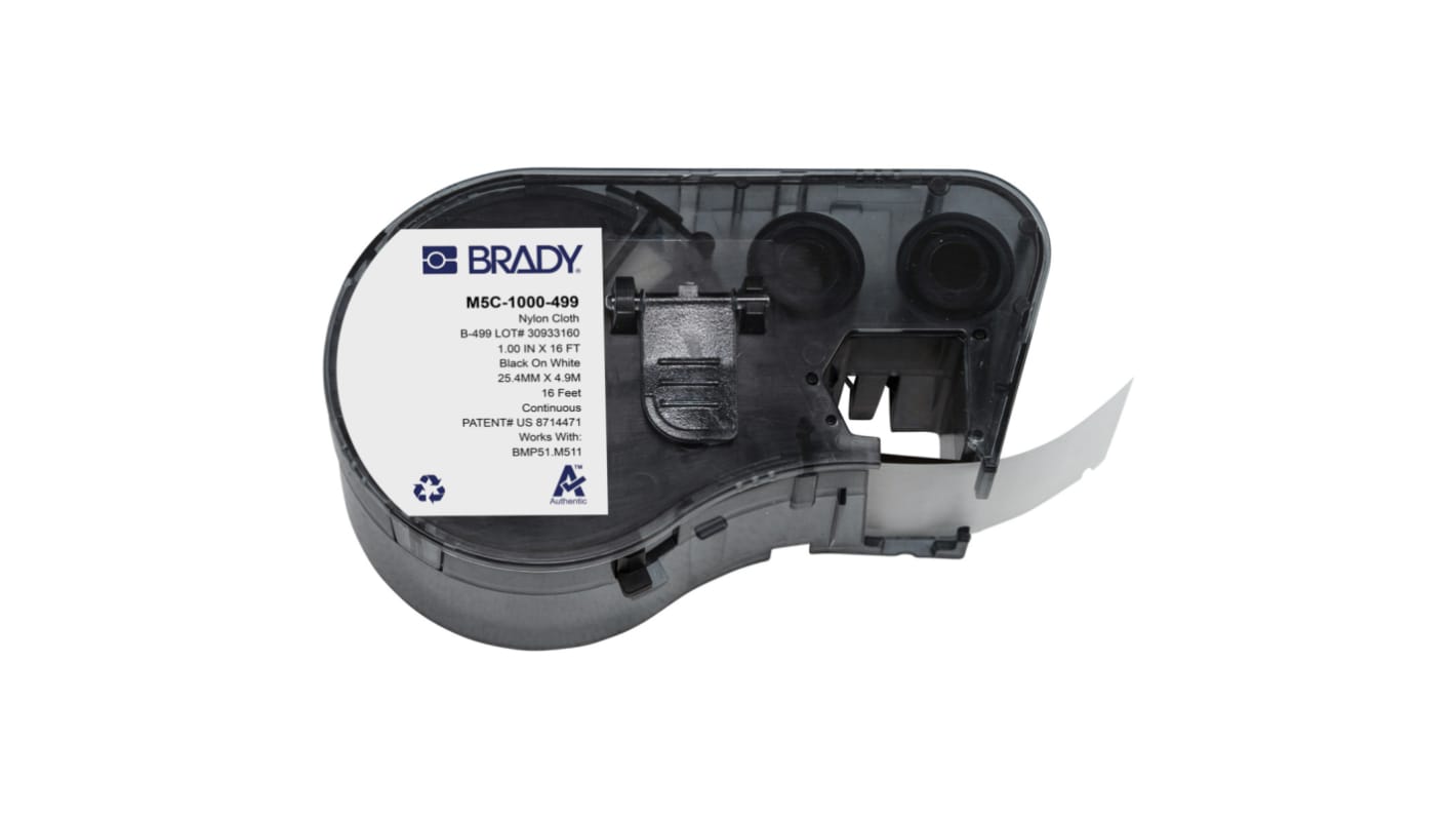Brady B-499 on Black on White Label, 25.40 mm Width