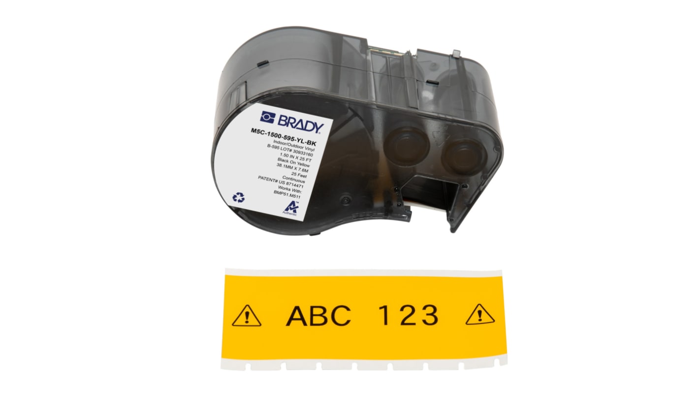 Brady 标签, 黄底黑字底, 38.10 mm宽, 用于BMP51, BMP53, M511, M510打印机, B-595系列