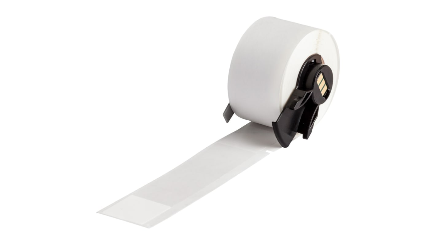 Etichetta Brady L. 25.40mm x H. 25.40mm, conf da 100, col. Bianco, Trasparente