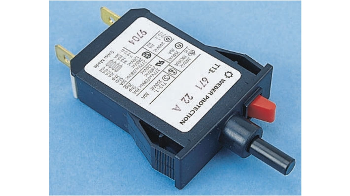 Schurter Thermal Circuit Breaker - T13  Single Pole 240V ac Voltage Rating, 20A Current Rating