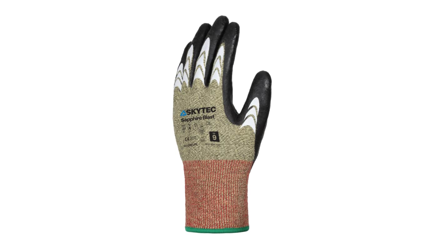 Skytec Schneidfeste Handschuhe Größe 9 Schnittfest, hitzebeständig Kevlar mit 13er-Stärke, Glasfaser, Modacryl Schwarz,