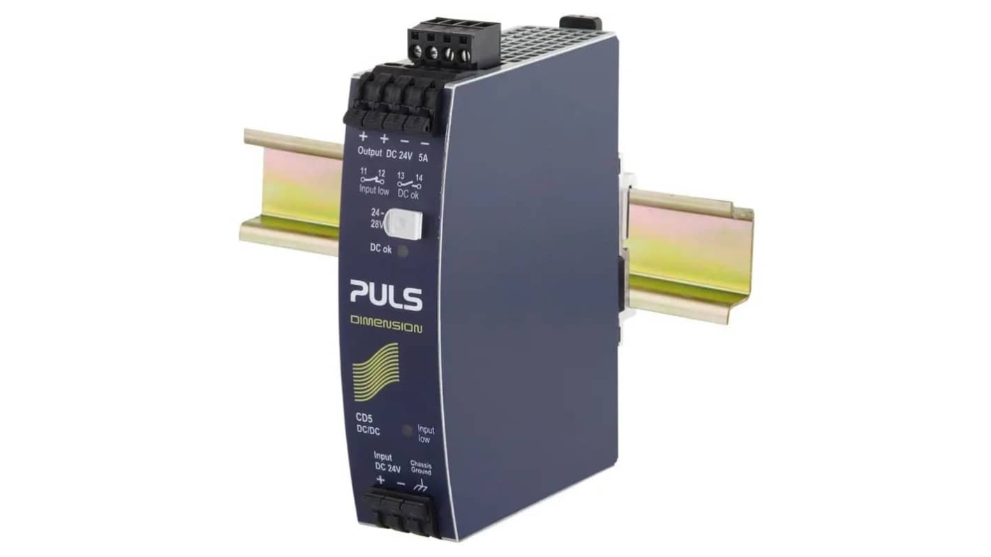 PULS CD5 DC/DC-Wandler 120W 18 VDC IN, 24V dc OUT / 1.5A DIN-Schienen-Montage