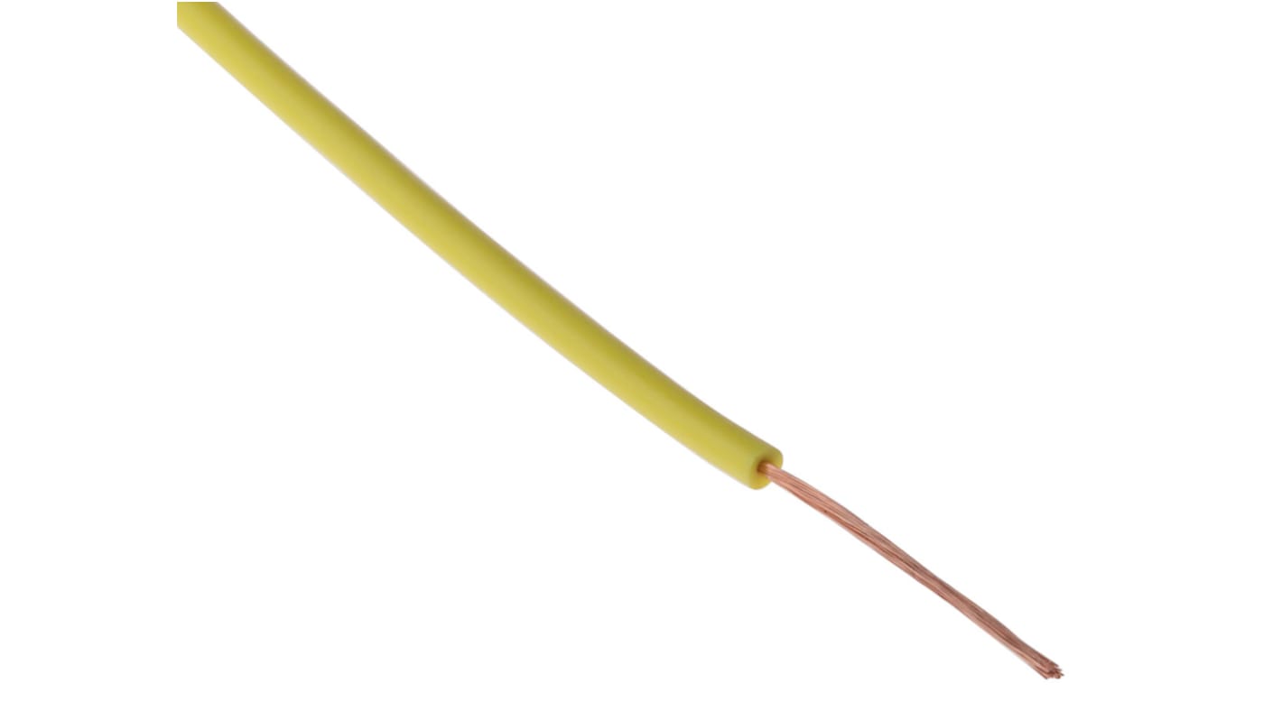 Staubli Yellow 0.5 mm² Equipment Wire, 20 AWG, 129/0.07 mm, 100m, PVC Insulation