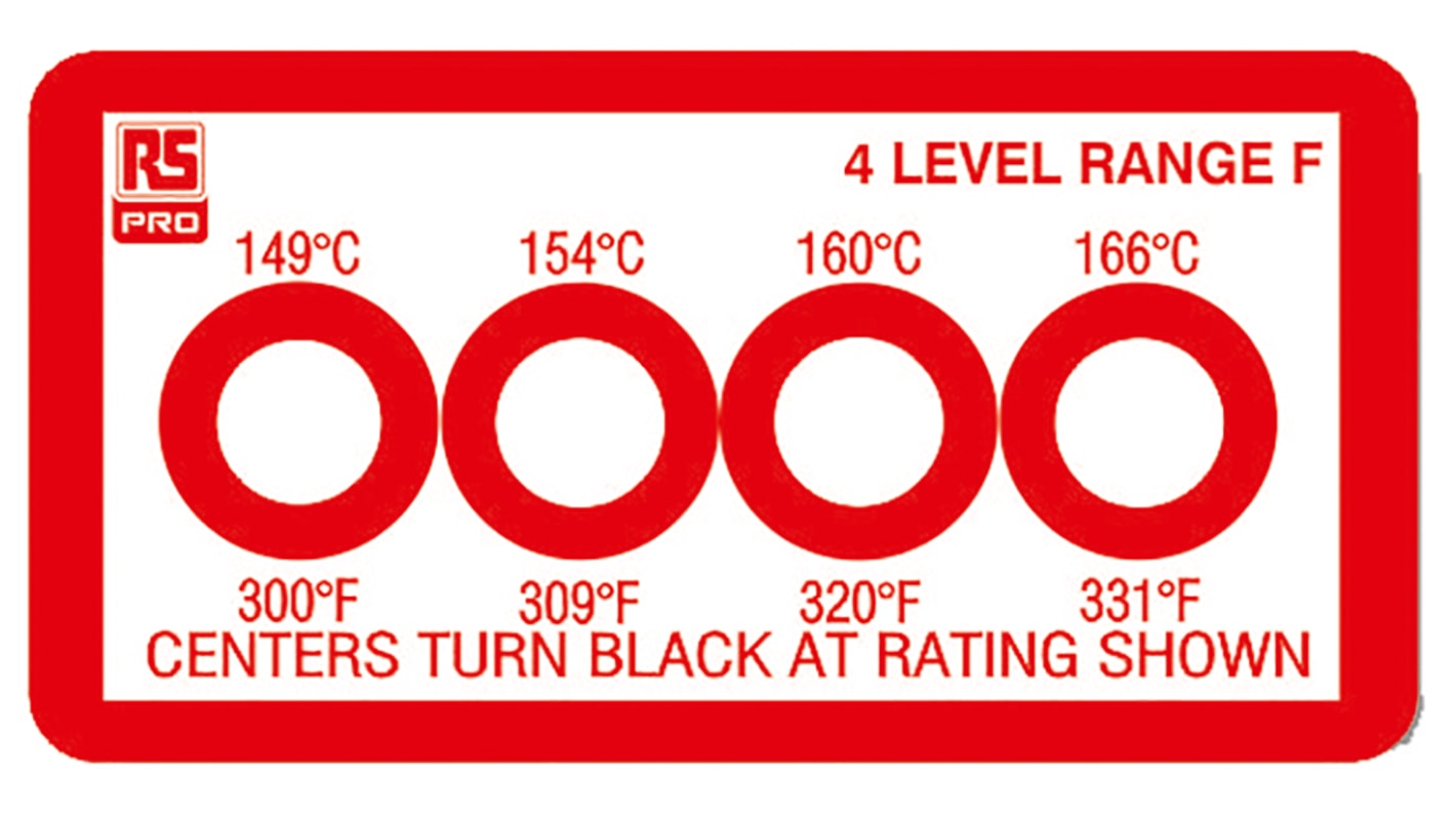 RS PRO Non-Reversible Temperature Sensitive Label, 149°C to +166°C, 4 Levels