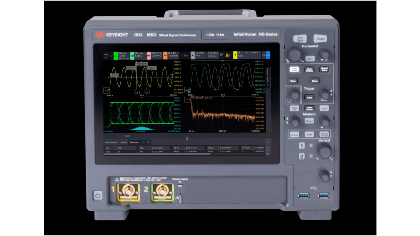 Keysight Technologies HD302MSO-200 HD3 Series, 200MHz Bench Oscilloscope, 2 Analogue Channels, 16 Digital Channels